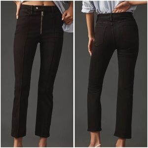 FRAME NWT Le Super High Straight Crop Black Jeans With Exposed Zipper
